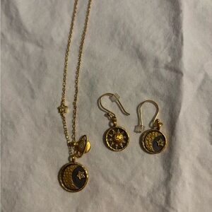 Satya Jewelry Gold and Black Celestial Necklace Set